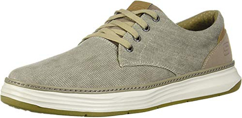 Skechers Canvas Moreno-Zapatos Oxford de Lona para Hombre, Caqui, 44 EU