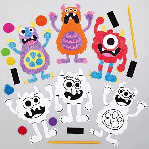 Baker Ross Sandkunst mit Halloween-Monstern, Magnete, 6er-Packung, für Kinder zum Verzieren und Präsentieren, ideal für Kinder-Kunst- und Bastelprojekte, AX246