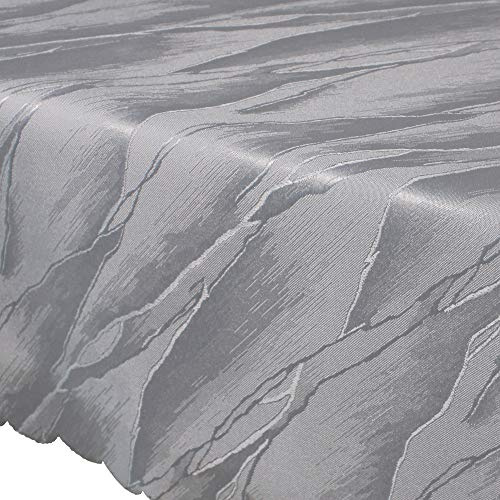 MYNE Tischdecke Jacquard Elegance 130x160 cm Silber Grau eckig - Edle Tischwäsche mit Ornamenten - Graue Tischdecke für Weihnachten, Geburtstag, Feste - Tischläufer, Tischdeko