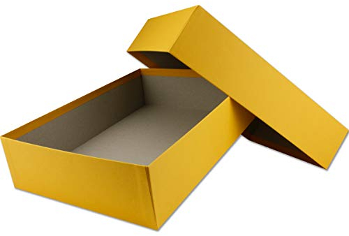 Hochwertige Aufbewahrungs- und Geschenkboxen - 1 Stück - DIN A4 - Ocker (Gelb) bezogen - 302 x 213 x 70 mm