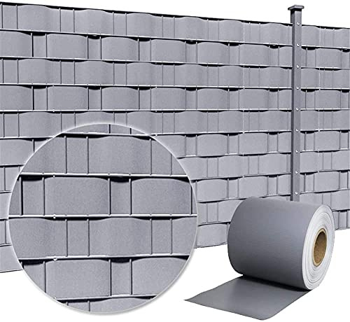 LZQ PVC Sichtschutzstreifen Sichtschutzfolie Extra dick Blickdicht Sichtschutz Streifen Doppelstabmattenzaun Zaunfolie mit 40 Befestigungsclips für Gartenzaun, Balkon (70m x 19cm, Hellgrau)