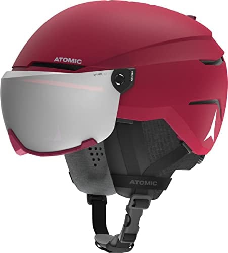 ATOMIC SAVOR VISOR STEREO Skihelm mit Visier - Dunkelrot - Größe L - Maximale Stoßdämpfung - Active Aircon Belüftungssystem - Hochwertige Verspiegelung für klare Sicht