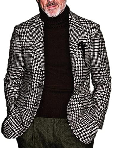 Manteau à Carreaux en Tweed à Chevrons pour Hommes Costume en Laine 3 pièces pour Hommes Veste Blazer Marine à Carreaux Veste rétro en Laine