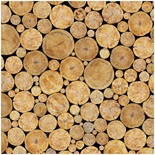 Wallario Glasbild Holzstapel rund - 30 x 30 cm Wandbilder Glas in Premium-Qualität: Brillante Farben, freischwebende Optik