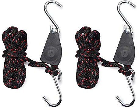 TiSkying Small Crane Pulley Block System, 1/4 Inch Lifting Pulley Rope Stainless Steel Rope Ratchet Sliding Lifting Ropes, 2PCS