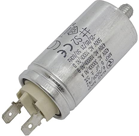 Lumonic Condensateur de démarrage Hydra MKP-500 6-A [incl. fiche 6,3x0,8mm] | Condensateur moteur 6µF 470V 30x58mm I Condensateur avec boîtier métalli
