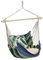 Relaxdays Hängesessel, Hängestuhl draußen & drinnen, 150 kg, Baumwolle & Holz, Hängesitz Kinder & Erwachsene, blau/grün, 111 x 97 x 7,5 cm
