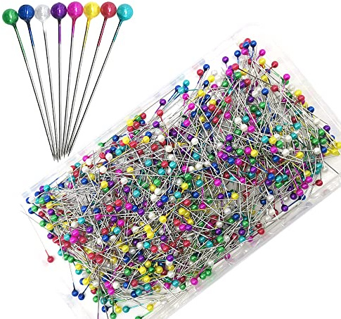 Ruidee 800 Stück Mehrfarbige Nähnadeln Gerade Quilting Pins Perlen Nadeln Edelstahl Stecknadeln für Bastelprojekte Schneiderei Patchwork Floristik und Dekoration(DZG/38mm)