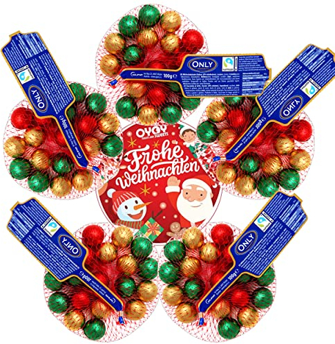 420g bunte Schokokugeln aus Milchschokolade I ca. 76 Stück I Fair Trade Kakao I Ideal als Weihnachtsteller und Adventskalender Füllung, für Nikolaus Geschenke I