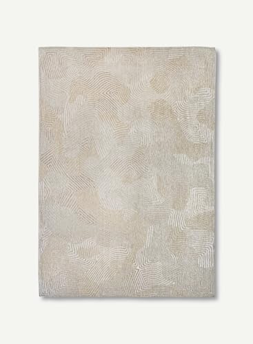 Louis de Poortere Coral Design – Meditation STRUKTURIERTER Teppich – Hergestellt in Belgien – Handgefertigt – Natürliche Rutschfestigkeit – 100% Polyester – Shell Beige – 80 x 150 cm