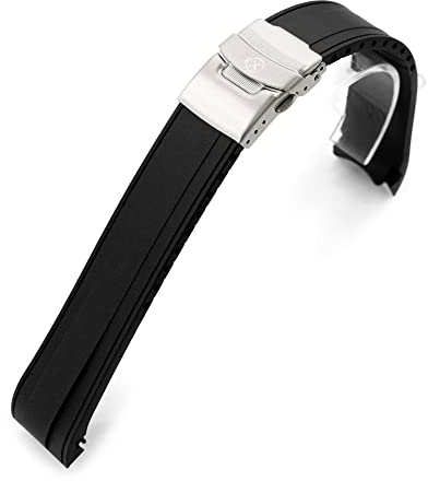 MiLTAT StrapXPro Gummi-Uhrenarmband kompatibel mit Seiko 5 Sport 5KX SRPD55 GMT SSK001, Schwarz, Man's size, Gummi, Achat