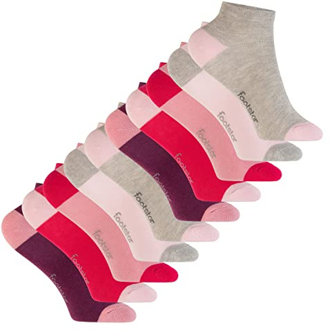 Footstar Kinder Baumwoll Kurzschaft Socken (10 Paar) mit abgesetzter Ferse und Spitze