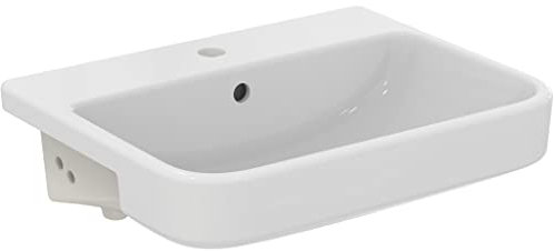 Ideal Standard - i.life B, Lavabo rettangolare da 55cm da semincasso, Con foro per la rubinetteria, Con foro troppopieno, Bianco
