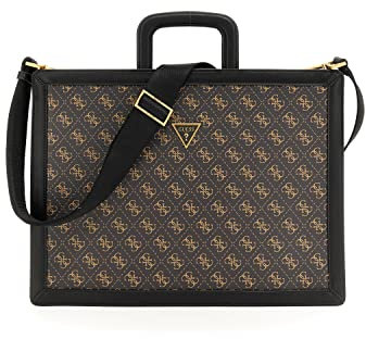 GUESS Porte-Documents Vezzola - Sac de Main pour Homme - Brown/Ochre - 16 cm x 12 cm - Résistant à l'Eau - Formal - Industriel-Chic