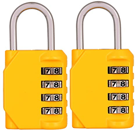 2 Stück Vorhängeschloss Zahlenschloss 4-Stelliges Zahlenschlösser Schloss mit Zahlencode Zahlen Kombinationsschloss Klein Wetterfest Schlösser Gepäckschloss für Schule Spind Fitnessstudio Gym