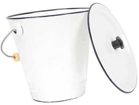 Cabilock Seau Émaillé avec Couvercle Pot De Chambre Urinoir Distributeurs De Nourriture pour Chiens Stockage De Seau De Riz Compost De Ferme Peut Ménage Blanche Pot De Fleur en Bois