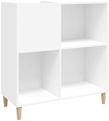 vidaXL Mobile Porta Dischi Bianco 84,5x38x89 cm in Legno Multistrato, mobile per giradischi, porta dischi, mobiletto porta vinili, mobile porta vinili