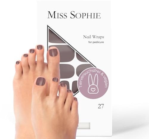 Original Miss Sophie Pedi Wraps I Cocoa Pedicure I 27 ultra-dünne Nagellack-Streifen einfarbig I Für Fußnägel I Hält auf Natur- sowie lackierten, Acryl-, Gel- & Shellac-Nägeln