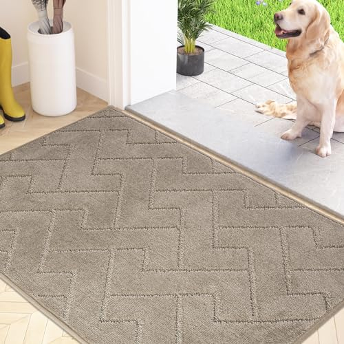 FCSDETAIL Dirt Trapper Indoor Door Mat 50 x 80 cm, Machine Washable Entrance Rug, Super Absorbent Dog Doormat, Non-slip Inside Floor Mat for Entryway, Muddy Shoes & Paws