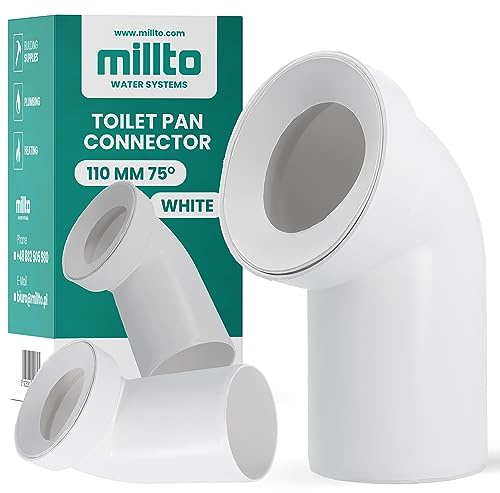 Millto™ WC-Anschlussbogen 110mm 75º Rohrbogen Abflussrohr Toilettenanschluss Toilettenbodenverbinder Polypropylen Abflusssystemen WC-Anschluss Weiß Verbindung für Toilette