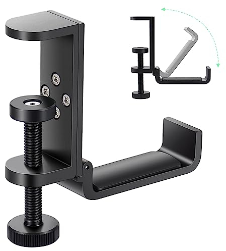 Shinewider Zusammenklappbarer Kopfhörerhalter aus Aluminium für Schreibtisch, Kopfhörerhaken für Schreibtisch, Rucksackhaken für Schreibtisch, platzsparender Universal-Kopfhörerständer für
