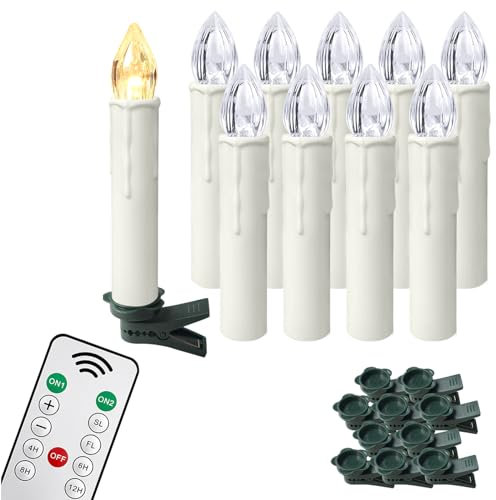 YUENFONG 10x LED Kerzen mit Timerfunktion Fernbedienung, Flammenlose Weihnachtskerzen Kerze, für Weihnachten, Weihnachtsdeko, Hochzeitsdeko, Warmweiß