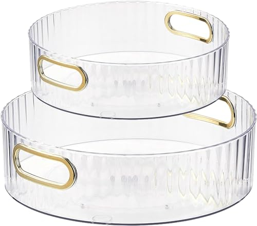 2 Piezas Especiero Giratorio, Giratorio Organizador de Armario Lazy Susan 360° Plato Giratorio Soporte Giratorio para Condimentos para Botellas, Frutas, Cosmético, Armario, Despensa (Blanco)