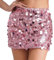 Freebily Mini Jupe A Paillettes Femme Jupe Danse du Ventre Costume Danse Latine Rumba Samba Tango Sequin Tassel Skirt Belly Dance Rave Party Dancewear Mini Rose L