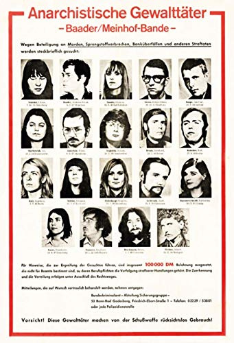 Ontrada Blechschild 30x40cm gewölbt Fahndung Plakat Baader Meinhof RAF gesucht Schild