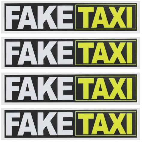 The Lord of the Tools 4 Stück gefälschte Taxi-Aufkleber Autoaufkleber wasserdicht selbstklebend Cartoon-Aufkleber Dekoration für Wohnwagen Auto Bus Motorrad Elektroauto weiß