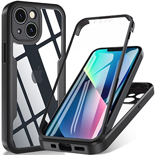 Fin2feel Für iPhone 13 Mini Hülle 5,4 Zoll, Handyhülle Für iPhone 13 Mini Mit Eingebautem Displayschutz TPU Robust Stoßfeste Cover Case 360 Grad Rundumschutz Schutzhülle für iPhone 13 Mini Schwarz