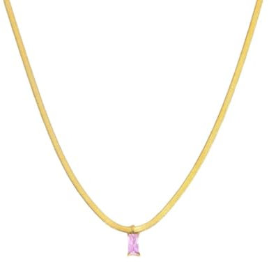 Collana Donna Marlù Sparkles 31CN0001G-LF in Acciaio Pvd Oro Snake con Zircone Rosa