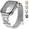wutwuk Compatible with Apple Watch Straps Women 42(Series 10) 41mm 40mm 38mm Adjustable Magnetic Lock Mesh Stainless Steel Strap with Rhinestones for iWatch SE(2)/10/9/8/7/6/5/4/3/2/1-Silver
