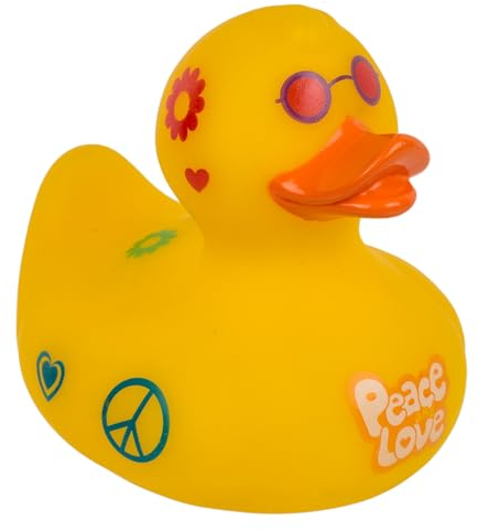 MIJOMA Quietsche-Ente Badeente | Niedliche Schwimmenten für Kinder & Erwachsene | Hochwertiges, langlebiges Material | ca. 10 cm (Hippie)
