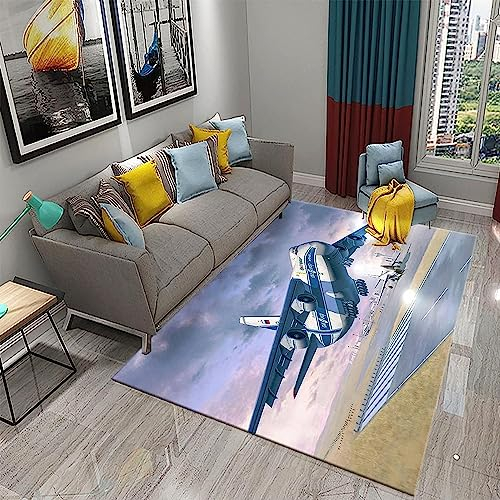 3D Modern Luft-Cartoon-Flugzeug Kinder Jungen Teppich Schlafzimmer Dekorativ Kinderzimmer Wohnzimmer Matten Krabbelmatte Weichem Flanell Kinderteppiche 19,6 X 31,5 Zoll - Leicht Zu Reinigen -1L7U+I8B