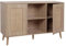 Sideboard HWC-M42, Schrank Kommode Highboard, Staufächer, Kubu Rattan Holz Melamin, Eiche-Optik