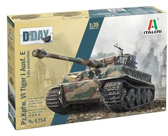 Italeri 6754 1:35 Pz.Kpfw. VI Tiger I AUSF. E sp Prod - Modellbau, Bausatz, Standmodellbau, Basteln, Hobby, Kleben, Plastikbausatz, detailgetreu, Panzer Bausatz, Militär, Mehrfarbig