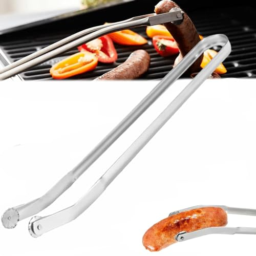 Grillzange Edelstahl,BBQ-Würstchen-Wendezange,BBQ Sausage Turning Tongs for Cooking,BBQ Wurst Drehzange,Küchenzange,Barbecue-Grillzange, Hochwertige Grillzange, Kochzange Zum Grillen (1PCS)
