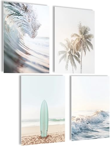 mojoliving Summer Vibes Poster Surfen Set Vintage Bilder Set Beach Deko aesthetic room decor Hawaii Deko Sommer Vintage summer aesthetic Hawaii Strand Bilder Surfer