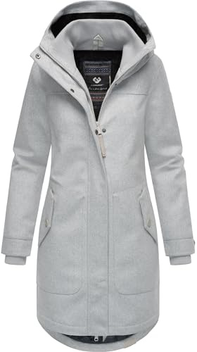 Ragwear Damen atmungsaktiver langer Wintermantel in Wollmantel-Optik warme Winterjacke Jannisa Coat YOUMODO Ash Gr. S
