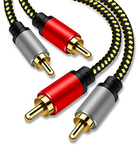 RCA Cable 2Rca Male to 2-RCA Male Audio Stereo Subwoofer Cable [Hi-Fi Sound] Nylon-Braided Auxiliary Audio Cord for Home Theater, HDTV, Amplifiers, Hi-Fi Systems,Speakers and etc (0.5M/1.5Feet)