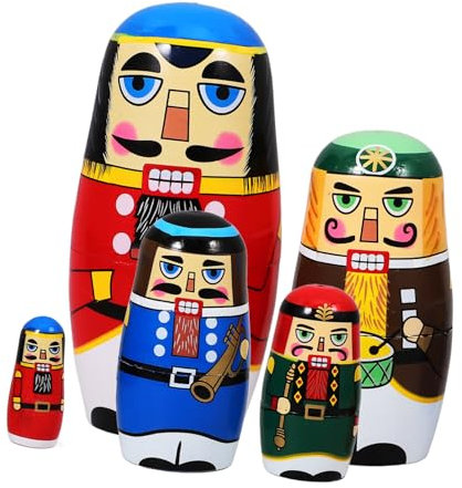 RORPOIR 5pcs Nut Soldier Doll Russian Dolls Stacking Nested Doll Nutcracker Stackable Dolls Nutcracker Russian Doll Stacking Nesting Doll Festival Doll Ornaments Stacking Dolls Wooden