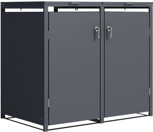 STILISTA Habillage de Poubelle en métal, pour 2 poubelles de 240 litres chacune, Anthracite V3