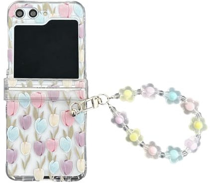 CrazyLemon Funda para Samsung Galaxy Z Flip 6 con cadena, con protección de bisagras, cadena para teléfono móvil, funda para teléfono móvil, funda dura de PC para Galaxy Z Flip 6 5G 2024 mujeres niñas