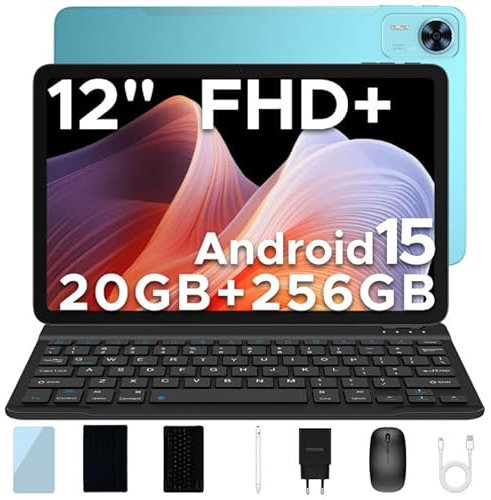 DOOGEE T36 Tablet 12 Pollici, Android 15, 2025 Nuovo Tablet con Tastiera, 20GB+256GB/2TB Tablets con Penna, 8800mAh, 90 Hz Octa-Core Tablets Gaming, Widevine L1/ Mouse/Case - Blu