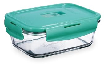 Luminarc Recipiente hermético de vidrio, 82 cl | Turquesa, formato rectangular, apto para microondas
