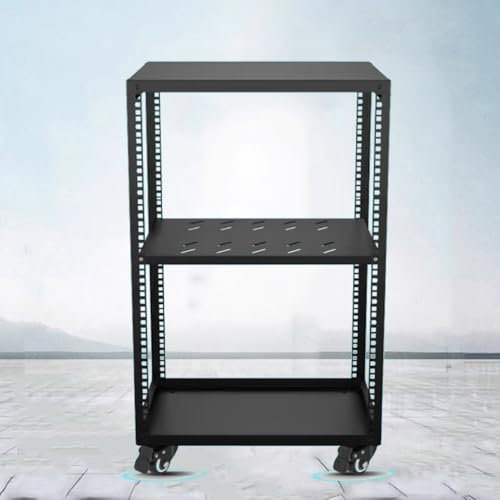 QSPNVFB Metal HiFi Audio Rack Stand Adjustable AV Media Components Cabine With Wheels, Floor-Standing Tower Audio Equipment Storage Cabinet Movable Holds(H81.8cm)