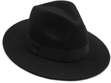 BSLVV Men's Fedora Hat with Short Brim - Classic Winter Felt Hat for Cold Weather Black