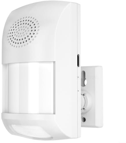 Smart WiFi Bewegungsmelder mit Licht- und Tonalarm, PIR-Sensor, Anti-Haustier-Funktion, 360° Überwachung, App-Steuerung, Einbruchschutz für Zuhause, Weiß