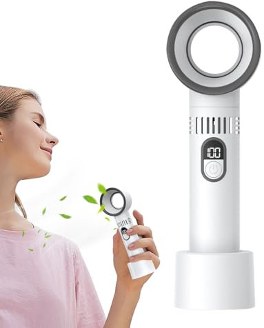 Ventilatore Da Tavolo Senza Pale,Ventilatore Elettrico Senza Pale Compatto E Portatile | Display Digitale 5 Velocità Regolabili Controllo Touch Silenzioso Circolatore Aria Per Camera Cucina Soggiorno